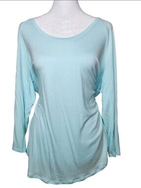 a.n.a women's sky blue 3/4 Length sleeve tee size large